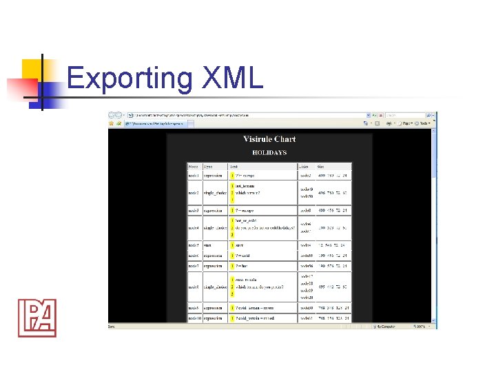 Exporting XML 