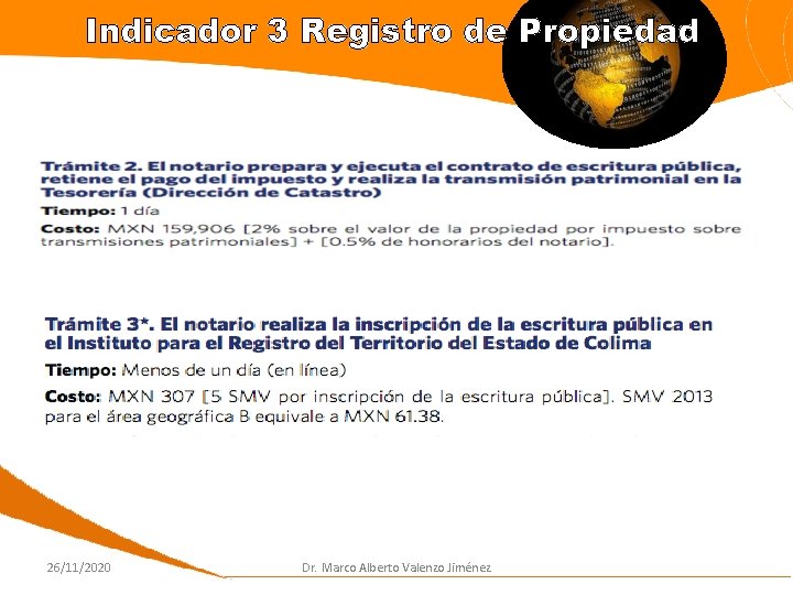 Indicador 3 Registro de Propiedad 26/11/2020 Dr. Marco Alberto Valenzo Jiménez 