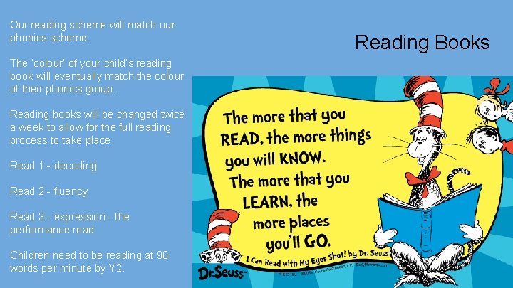 Our reading scheme will match our phonics scheme. The ‘colour’ of your child’s reading