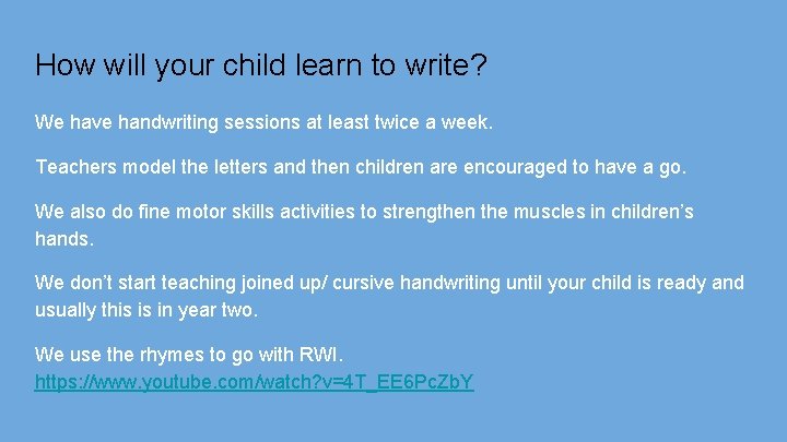 How will your child learn to write? We have handwriting sessions at least twice