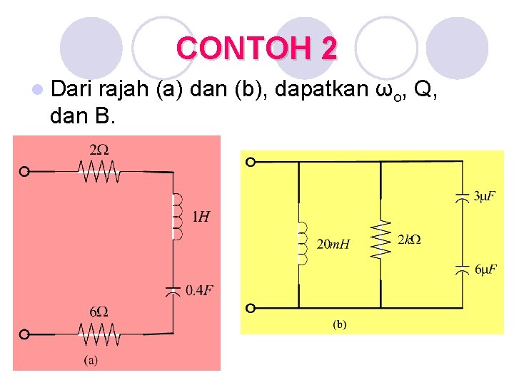 CONTOH 2 l Dari rajah (a) dan (b), dapatkan ωo, Q, dan B. 