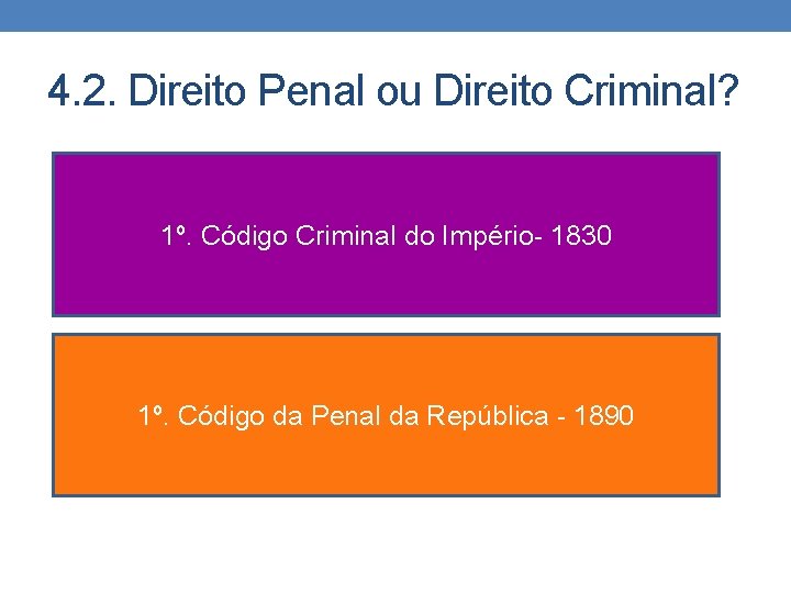 4. 2. Direito Penal ou Direito Criminal? 1º. Código Criminal do Império- 1830 1º.