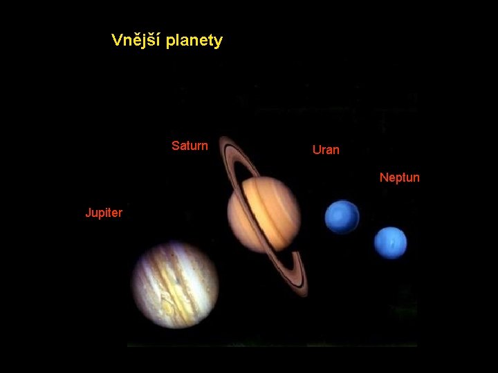 Vnější planety Saturn Uran Neptun Jupiter 