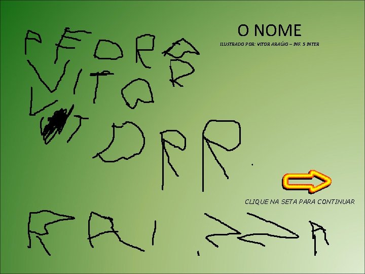 O NOME ILUSTRADO POR: VITOR ARAÚJO – INF. 5 INTER CLIQUE NA SETA PARA