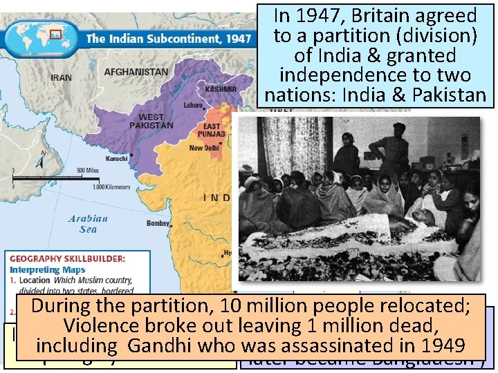 ■ Text In 1947, Britain agreed Titleto a partition (division) of India & granted