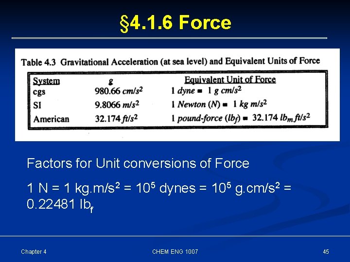 § 4. 1. 6 Force Factors for Unit conversions of Force 1 N =