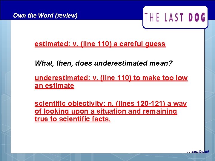 Own the Word (review) estimated: v. (line 110) a careful guess What, then, does Own the Word (review) estimated: v. (line 110) a careful guess What, then, does