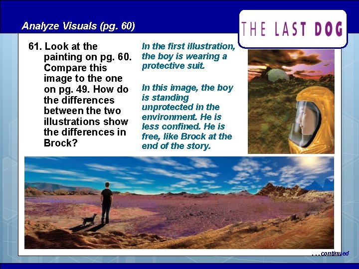 Analyze Visuals (pg. 60) 61. Look at the painting on pg. 60. Compare this Analyze Visuals (pg. 60) 61. Look at the painting on pg. 60. Compare this