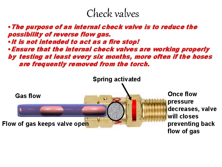 Check valves • The purpose of an internal check valve is to reduce the