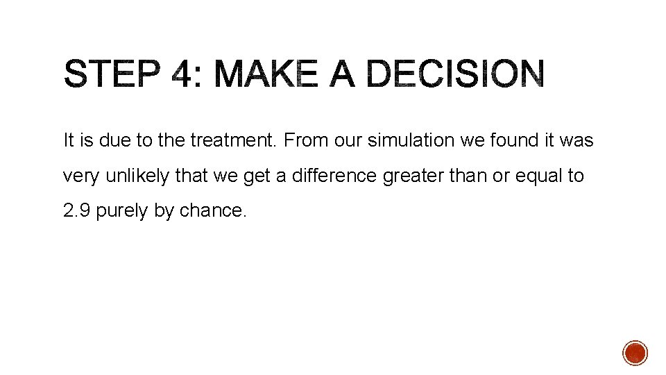 It is due to the treatment. From our simulation we found it was very It is due to the treatment. From our simulation we found it was very