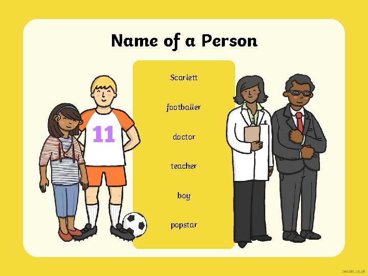 Name of a Person Scarlett footballer doctor teacher boy popstar 