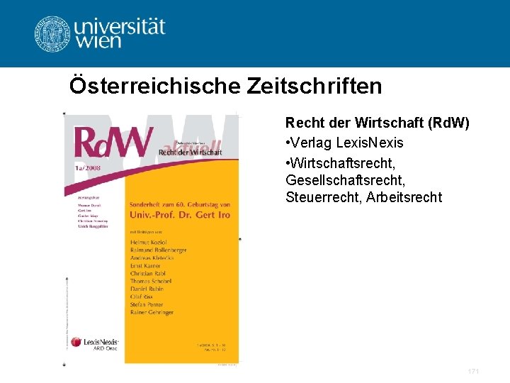 Österreichische Zeitschriften Recht der Wirtschaft (Rd. W) • Verlag Lexis. Nexis • Wirtschaftsrecht, Gesellschaftsrecht,