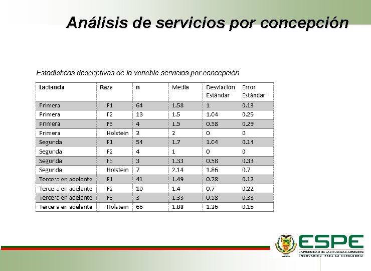 Análisis de servicios por concepción 