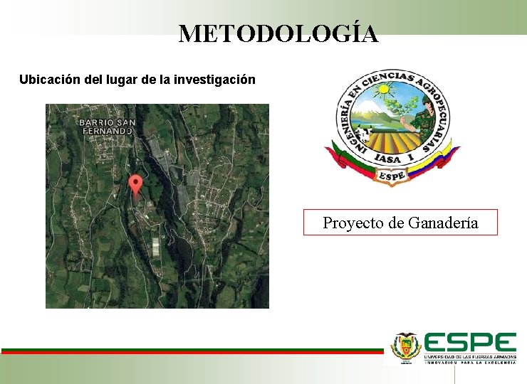 METODOLOGÍA Ubicación del lugar de la investigación Proyecto de Ganadería 