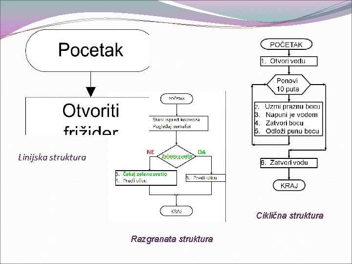 Linijska struktura Ciklična struktura Razgranata struktura 