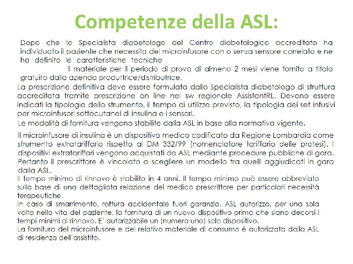 Competenze della ASL: 