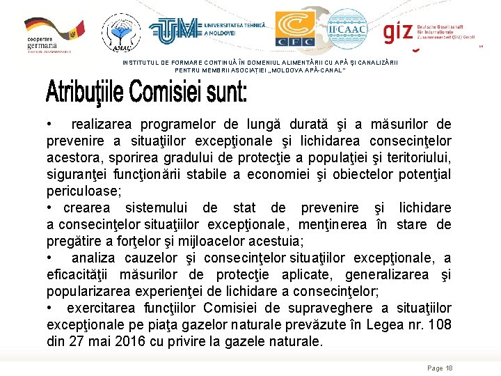 INSTITUTUL DE FORMARE CONTINUĂ ÎN DOMENIUL ALIMENTĂRII CU APĂ ŞI CANALIZĂRII PENTRU MEMBRII ASOCIAȚIEI