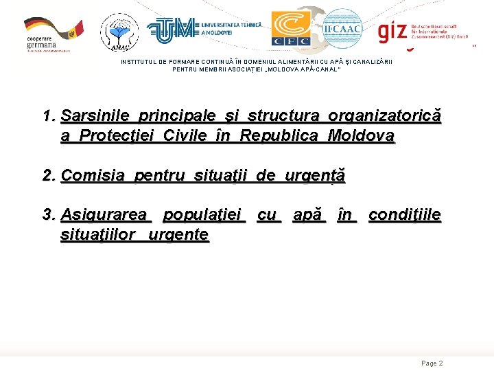 INSTITUTUL DE FORMARE CONTINUĂ ÎN DOMENIUL ALIMENTĂRII CU APĂ ŞI CANALIZĂRII PENTRU MEMBRII ASOCIAȚIEI