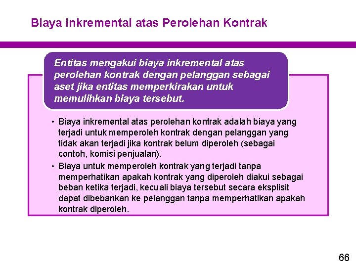 Biaya inkremental atas Perolehan Kontrak Entitas mengakui biaya inkremental atas perolehan kontrak dengan pelanggan