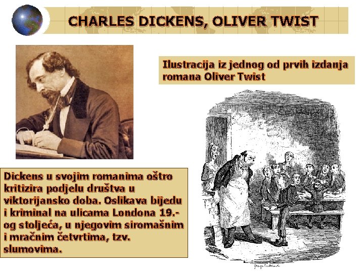 CHARLES DICKENS, OLIVER TWIST Ilustracija iz jednog od prvih izdanja romana Oliver Twist Dickens