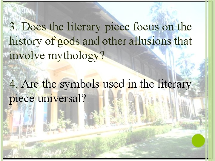 3. Does the literary piece focus on the history of gods and other allusions