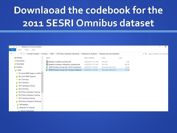 Downlaoad the codebook for the 2011 SESRI Omnibus dataset 