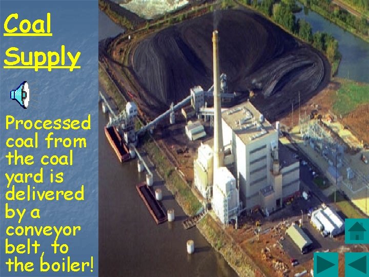 Coal Supply Processed coal from the coal yard is delivered by a conveyor belt,