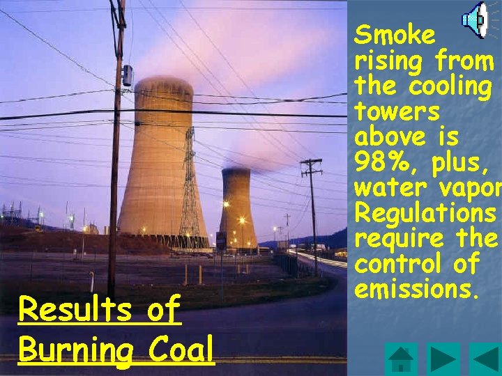 Results of Burning Coal Smoke rising from the cooling towers above is 98%, plus,