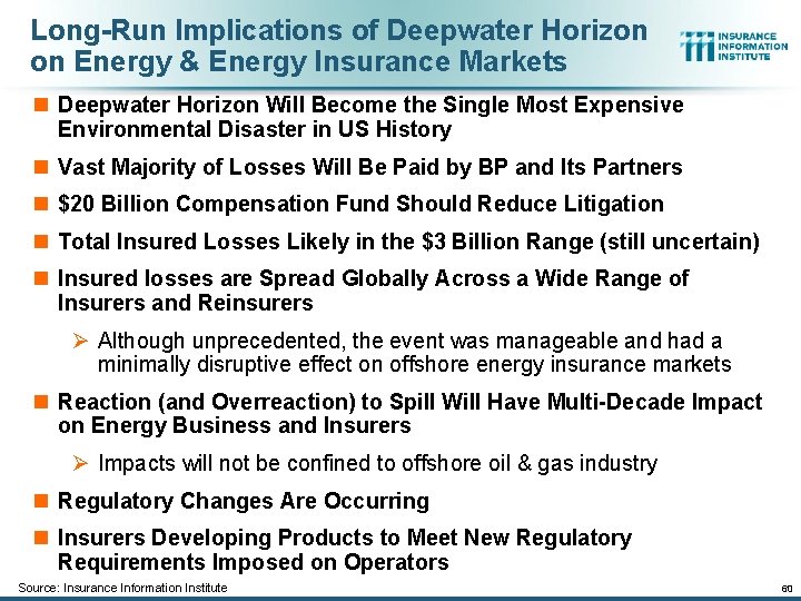 Long-Run Implications of Deepwater Horizon on Energy & Energy Insurance Markets n Deepwater Horizon