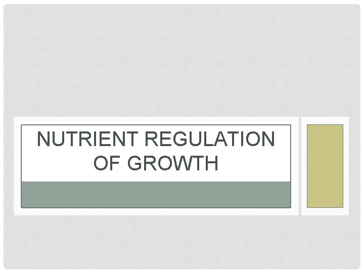 NUTRIENT REGULATION OF GROWTH 