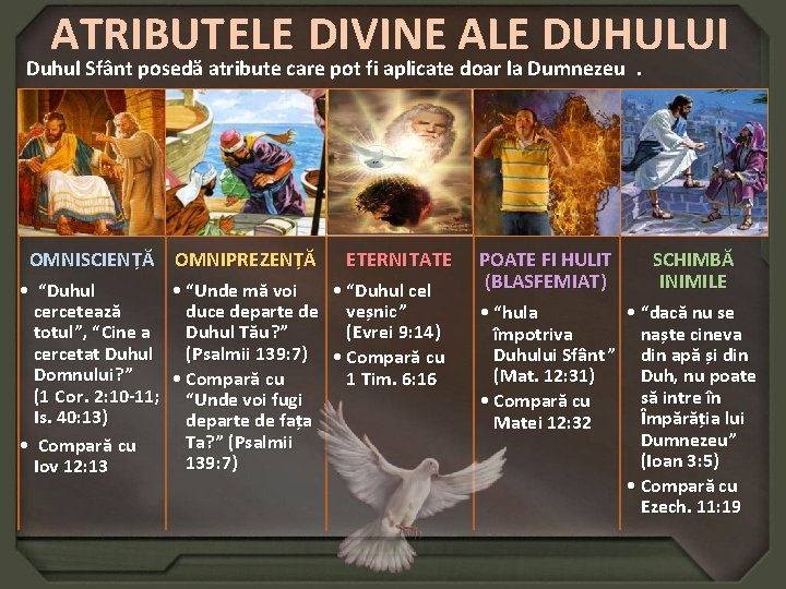 ATRIBUTELE DIVINE ALE DUHULUI Duhul Sfânt posedă atribute care pot fi aplicate doar la