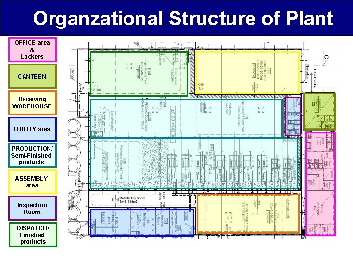 Organzational Structure of Plant OFFICE area & Lockers CANTEEN Receiving WAREHOUSE UTILITY area PRODUCTION/
