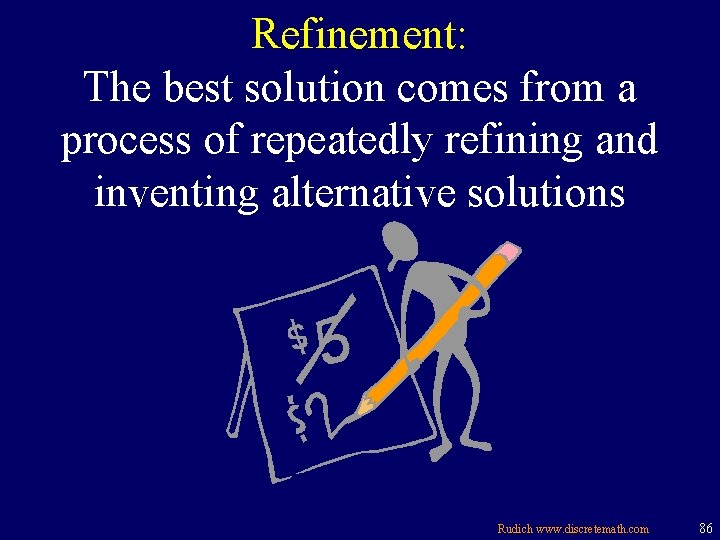 Refinement: The best solution comes from a process of repeatedly refining and inventing alternative