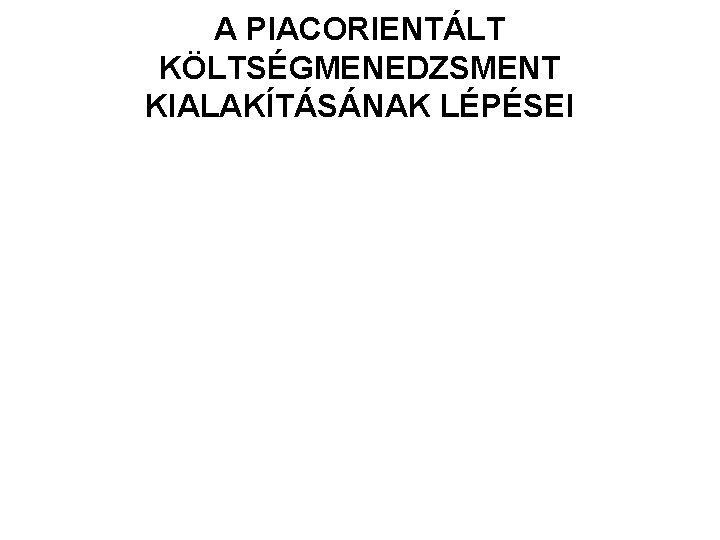 A PIACORIENTÁLT KÖLTSÉGMENEDZSMENT KIALAKÍTÁSÁNAK LÉPÉSEI 