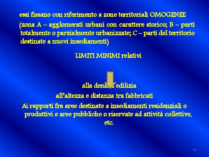 essi fissano con riferimento a zone territoriali OMOGENEE (zona A – agglomerati urbani con