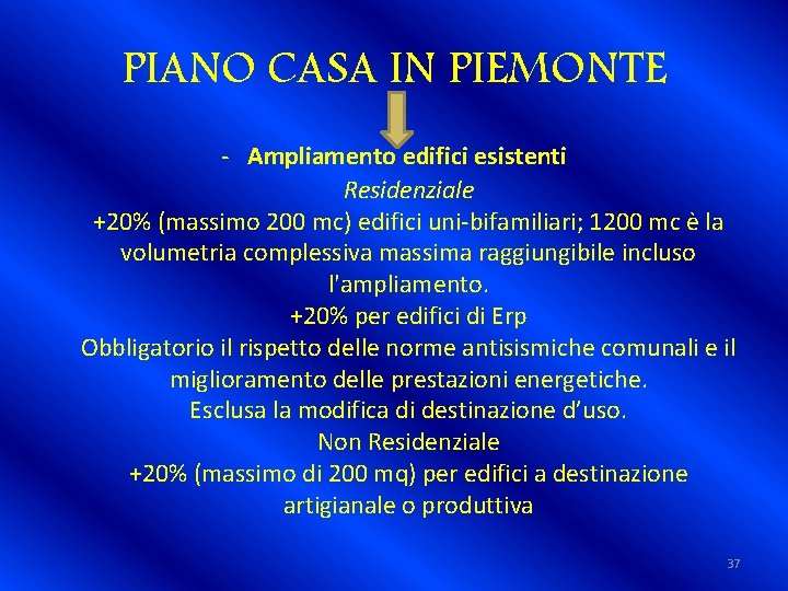 PIANO CASA IN PIEMONTE - Ampliamento edifici esistenti Residenziale +20% (massimo 200 mc) edifici