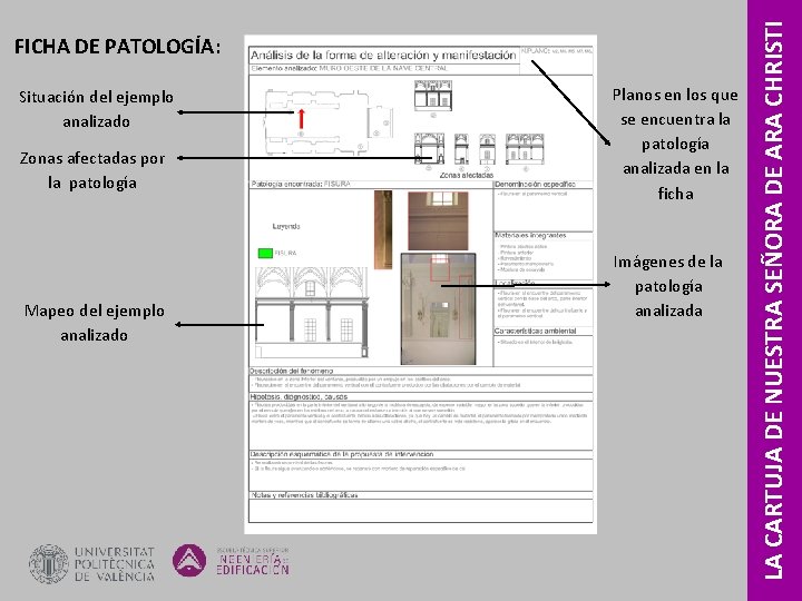 Situación del ejemplo analizado Zonas afectadas por la patología Mapeo del ejemplo analizado Planos Situación del ejemplo analizado Zonas afectadas por la patología Mapeo del ejemplo analizado Planos