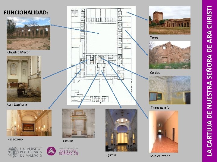 Torre Claustro Mayor Celdas Aula Capitular Refectorio Transagrario Capilla Iglesia Sala Velatorio LA CARTUJA Torre Claustro Mayor Celdas Aula Capitular Refectorio Transagrario Capilla Iglesia Sala Velatorio LA CARTUJA