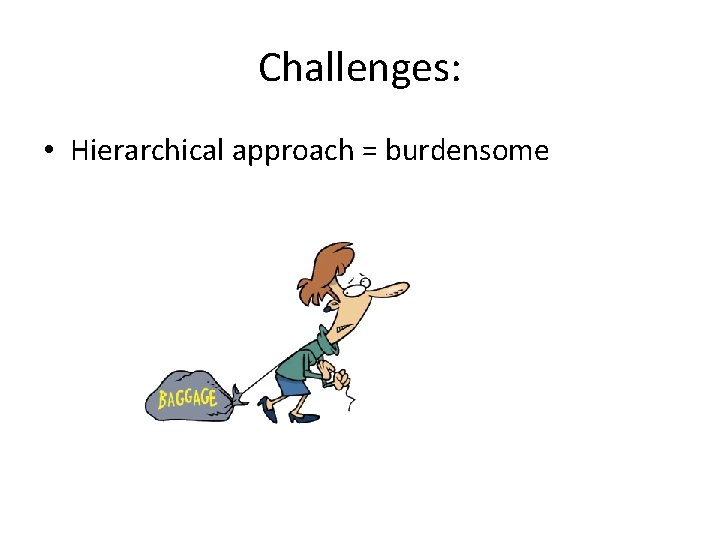 Challenges: • Hierarchical approach = burdensome 