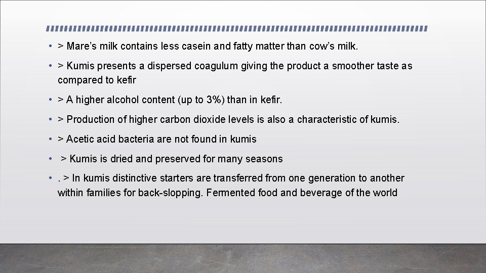 • > Mare’s milk contains less casein and fatty matter than cow’s milk. • > Mare’s milk contains less casein and fatty matter than cow’s milk.