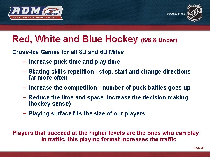 Red, White and Blue Hockey (6/8 & Under) Cross-Ice Games for all 8 U