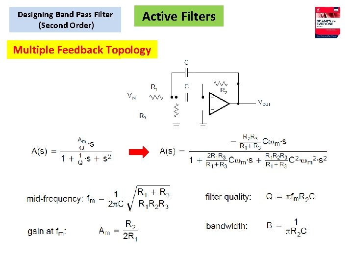 Designing Band Pass Filter (Second Order) Active Filters Multiple Feedback Topology 
