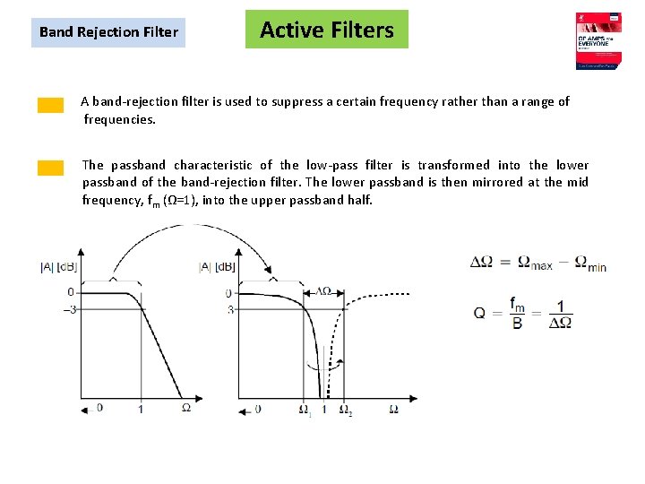 Band Rejection Filter Active Filters A band-rejection filter is used to suppress a certain