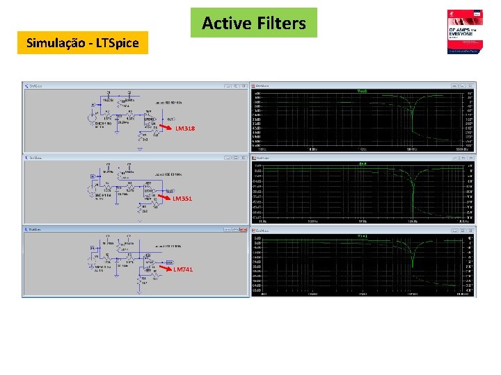 Active Filters Simulação - LTSpice LM 318 LM 351 LM 741 
