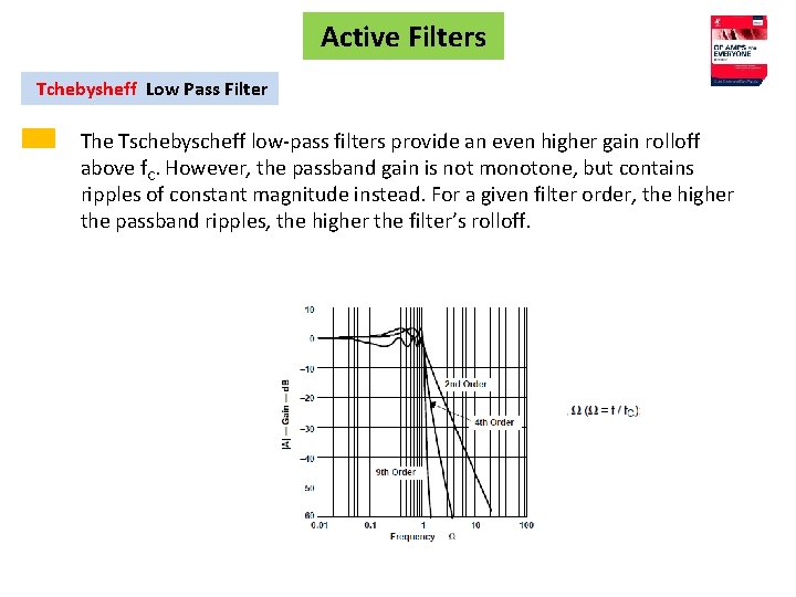 Active Filters Tchebysheff Low Pass Filter The Tschebyscheff low-pass filters provide an even higher