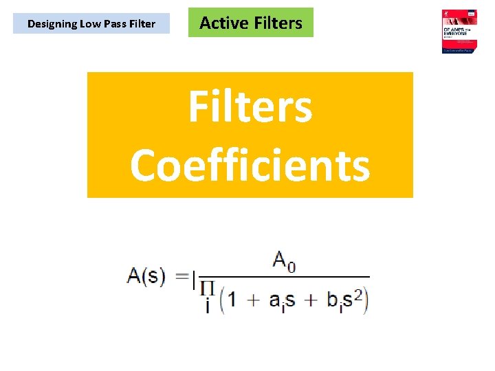 Designing Low Pass Filter Active Filters Coefficients 
