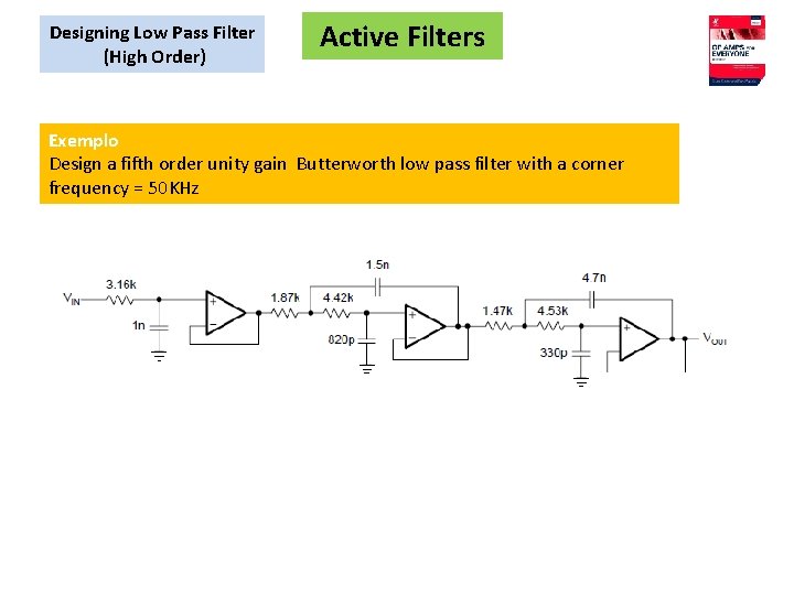 Designing Low Pass Filter (High Order) Active Filters Exemplo Design a fifth order unity