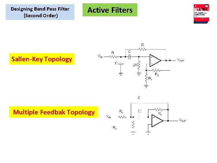 Designing Band Pass Filter (Second Order) Active Filters Sallen-Key Topology Multiple Feedbak Topology 