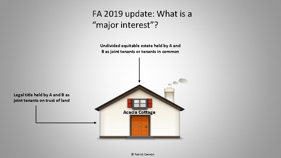 FA 2019 update: What is a “major interest”? Undivided equitable estate held by A FA 2019 update: What is a “major interest”? Undivided equitable estate held by A