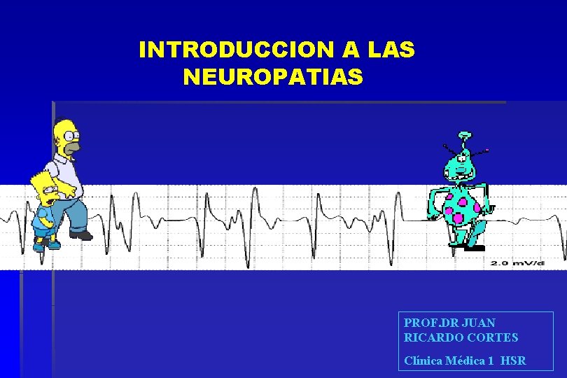 INTRODUCCION A LAS NEUROPATIAS PROF. DR JUAN RICARDO CORTES Clínica Médica 1 HSR 